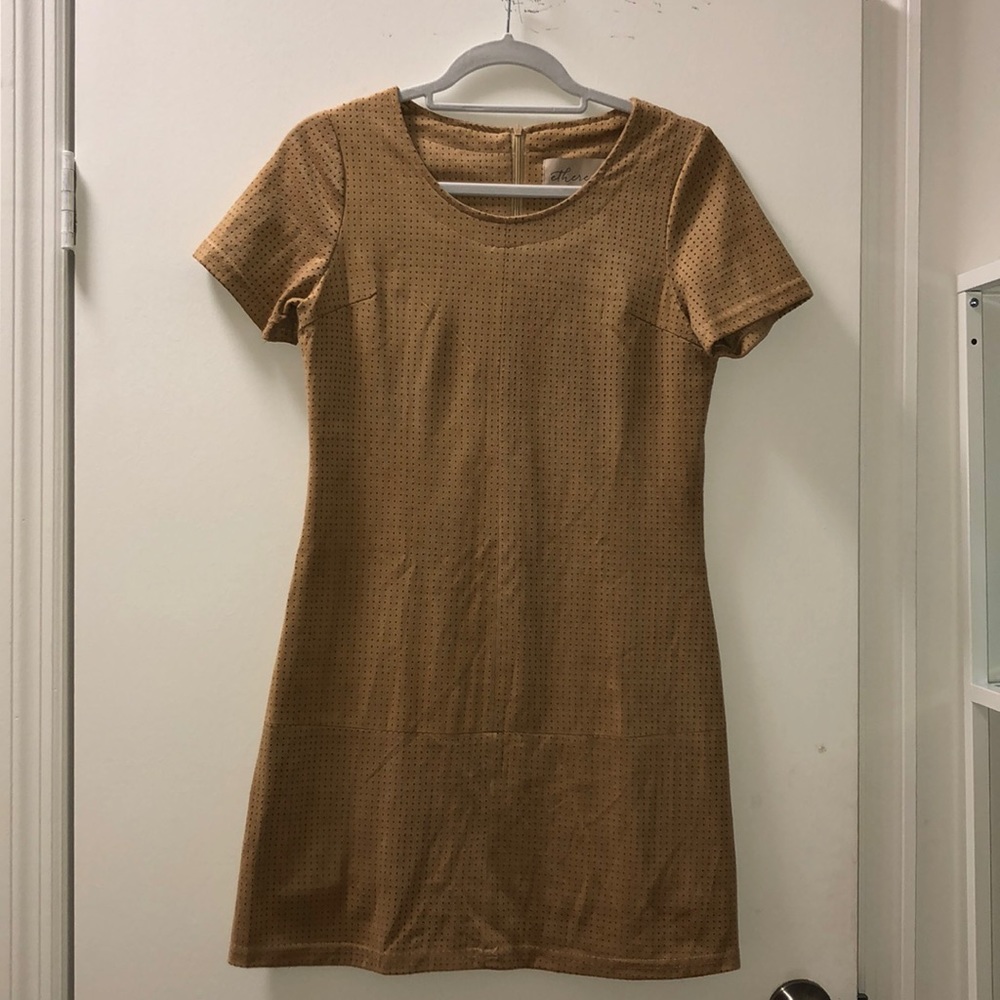 Tan Faux Suede Dress